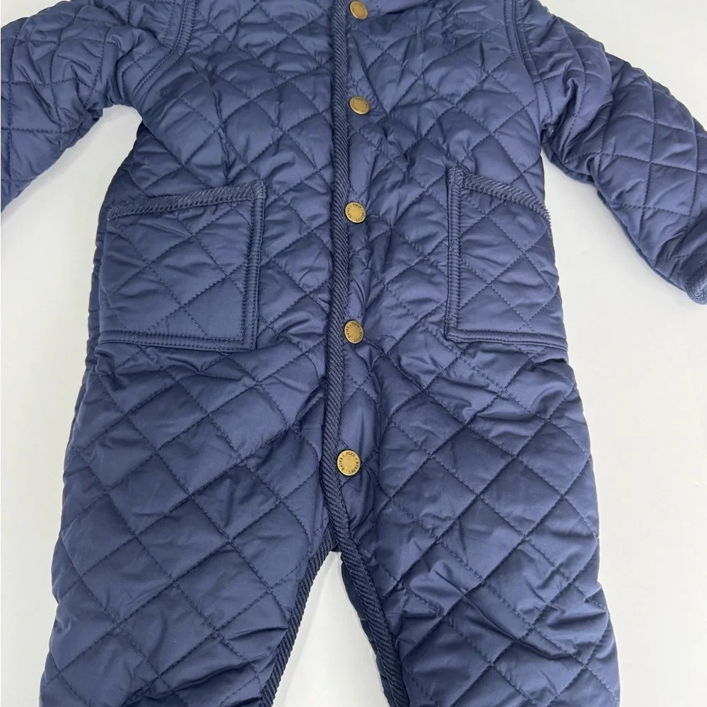 Ralph Lauren Navy Quilted Hooded Snowsuit